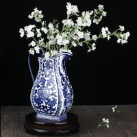 景德鎮手繪青花奶壺新中式時尚擺件花瓶裝飾品創意造型青花瓷花器