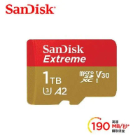 SanDisk Extreme 1TB microSDXC UHS-I(V30)(A2) 記憶卡(讀取達190MB)