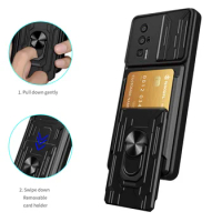 Card slot Camera protect case for POCO F5 Pro X5 Pro M5 X4 GT F4 POCO X4 Pro M4 Pro POCO F3 X3 NFC Armor Hybrid Ring Back Cover