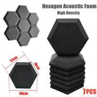 7Pcs/Set Hexagonal Acoustic Foam Sound Proofing Protective Sponge Sound Absorption Treatment Panel High Density Studio Foam