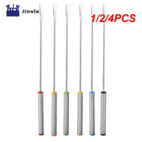 1/2/4PCS Set Stainless Steel Chocolate Fork Cheese Pot Hot Forks Fruit Dessert Fork Fondue Fusion Skewer Kitchen Tools