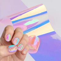 1m Mirror Aurora Nail Foils Ice Cube Glass Cellophane Paper Nail Art Sticker Decal Shimmer Polish Decorations Wraps NF1900-1