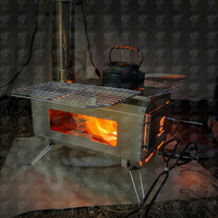 露營帳篷野營便攜折疊多功能柴火爐帳篷爐取暖爐 戶外觀火窗爐具