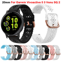 20mm Silicone Watchband For Garmin Vivoactive 5 3 Venu 2 Plus SQ Strap Forerunner 645 245 158 55 Move Trend Replacement Bracelet