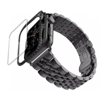 Carbon fiber Case+Strap For Apple Watch band 44mm 40mm 42mm/38mm iwatch Stainless Steel watchband apple watch band 5 4 3 SE 6