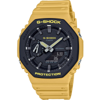 CASIO 卡西歐 G-SHOCK 農家橡樹 街頭軍事系列八角電子錶 新春送禮-黑X黃 GA-2110SU-9A