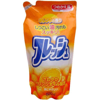 asdfkitty*日本製 中性洗碗精補充包-柑橘-500ML Rocket 火箭石鹼
