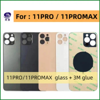 For iPhone 11Pro 11Promax Back Cover Glass+3M Glue Fast Replacement High Quality Housing Battery Cover Big Hole Rear Glass 11PRO