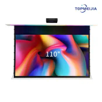 110" Design UST ALR In-Ceiling Motorized Projector Screen Tab Tension Projection Screen With Atmosphere Light for UST Projector