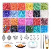 12000 Pcs Glass Seed Beads Small Craft Beads for DIY Bracelet Necklaces Crafting Jewelry Making