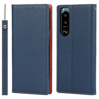 Litchi Genuine Leather Case for Sony Xperia 1 10 5 ACE II III IV Pro-I XZ3 L5 Protective Sleeve With Bracket Cover