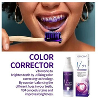 V34 Toothpaste Purple Bottled Mousse Teeth Cleansing Non-Invasive Whitening Care Deep Cleaning Fresh Breath Bright Oral Care