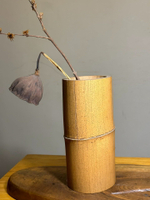 日本中古回流老竹筒 圓桶形禪意風 侘寂風花器 花瓶