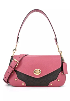 COACH Coach Millie Shoulder Bag In Colorblock Signature Canvas - Brown/Pink