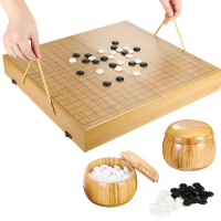 Portable Go Set Wood Go Board Game Set Go Chess Game with Storage Box Chinese Strategy Board Game Chess Set 2024