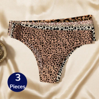 TrowBridge 3PCS/Set Women's Panties Fashion Leopard Bikini Sexy Thongs Seamless Underwear Satin Lingerie Sport Fitness G-Strings