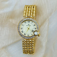 Jam Tangan Sentuh, Jam Tangan Gelang Wanita,Tangan Bunga, Jam Tangan Emas Mawar, Jam Tangan Pasir Pe