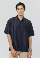 Edwin Jeans JOYRIDE - Black Kemeja Denim Casual Pria Lengan Pendek SS - Top Man Shirt