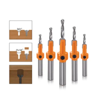 5pcs 8mm Countersink Drill Bit Set Reamer Woodworking Chamfer Drill Countersink Guide Hole Cutter Screw Hole Drill Bit Tool