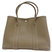 【二手名牌BRAND OFF】HERMES 愛馬仕【再降價】大象灰 Negode皮革 Garden Party 36 手提包 口Q刻