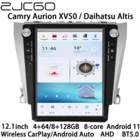 ZJCGO Car Multimedia Player Stereo GPS Radio Navigation Android 11 Tesla Screen for Toyota Camry Aurion XV50 Daihatsu Altis