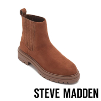 STEVE MADDEN-CANNY 皮革綁帶厚底短靴-絨棕色