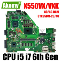 X550VX X550VXK Motherboard for ASUS A550V W50V X550V X550VQ FH5900V Mainboard I5-6300H I7-6700H I7-7700H 8G/4G-RAM GTX950M-2G/4G