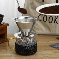 Reusable Coffee Filter High-quality Coffee Filter Stainless Steel Pour Over Coffee Dripper Set Reusable Cone for Single for Home