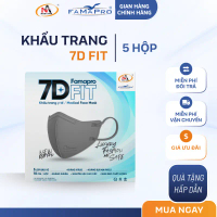 [Siêu hot hôm nay] [Combo 5 hộp] Khẩu trang  cao cấp kháng khuẩn 5 lớp Nam Anh FAMAPRO 7D FIT (10 cá