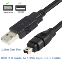 High-Quality USB 2.0 Male to Firewire IEEE 1394 4 Pin Male iLink Adapter Cord Cable for Sony DCR-TRV75E DV Adapter 1.8m/3m/4.5m