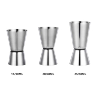 Jigger สแตนเลส มีให้เลือก 15 และ 30 มล. 20 และ 40 มล. 25 และ 50 มล. ถ้วยตวงสำหรับค็อกเทลและแอลกอฮอล์