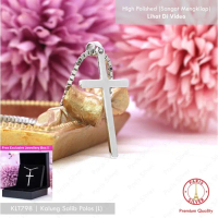 Kalung Salib Polos Besar Perak Asli Silver 925 Lapis Emas Putih Liontin Bandul Salip Pria Wanita Cow