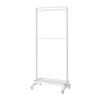rangka+roda/rel hanger/rak display, putih, 85x205 cm