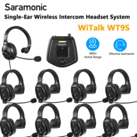 Saramonic Witalk WT9S Full Duplex Wireless Intercom Headset Microphone System Marine Boat Coaches Teamwork Communication Headset