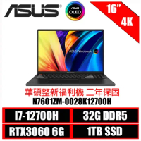 ［ASUS原廠整新福利機］ASUS VivoBook Pro 16X OLED N7601ZM-0028K12700H零