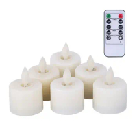 6Pcs/box Remote Control LED Candles Warm White Flameless Electronic Candles Dancing Flame Home Household Tea Light