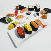 壽司模型假食物日式料理店三文魚飯團擺件COS裝飾品玩具套裝