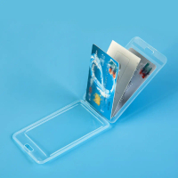 {Hot}     (1 PCS) Vertical Transparent ID Card Holder Double Sided Waterproof Plastic Hard Case PVC 