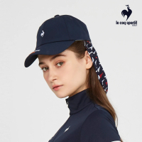 【LE COQ SPORTIF 公雞】高爾夫系列 女款藏青色可拆卸後頸防曬高爾夫球帽 QLT0J103