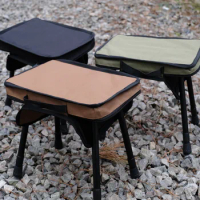 Outdoor Camping Tactical Chair Folding Stool Lightweight Pony Stool Portable Fishing Aluminium Stool with Storage Bag
