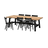 SKOGSTA/NORRARYD 餐桌附6張餐椅, 相思木/黑色
