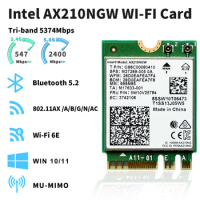 AX210 Wifi Card Intel AX210NGW AX200 9560NGW 3168NGW 2.4G/5G Win 10/11 Wifi-6E Bluetooth Wireless Gigabit Network Card Tri Band