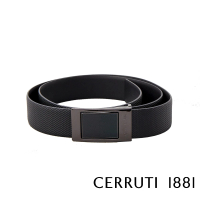 【Cerruti 1881】限量3折 義大利頂級小牛皮皮帶 全新專櫃展示品 CECU03259M(黑色 贈送禮提袋)