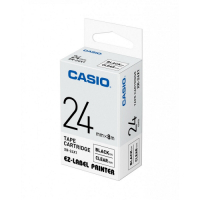 CASIO  標籤機專用色帶-24mm【共有5色】透明底黑字(XR-24X1)