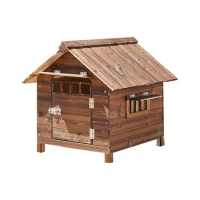 Solid Wood Dog House Outdoor Rain Waterproof Carbonized Wood Four Seasons General Large Dog Pet House