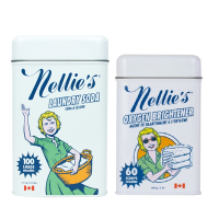 【Nellie s】天然無毒 復古鐵盒洗衣粉x2罐組(大人_1500g)+天然無毒增豔亮白酵素x1罐(900g)