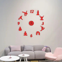 10 sets Yoga Acrylic Mirror Sticker 3D Wall Clock Modern Mute Quartz Clocks Fashion Watches Living Room Diy Art Wall Decor