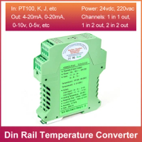 4-20mA din rail mounting signal convertor RTD pt100 thermocouple signal isolator