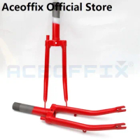ACEOFFIX for Brompton Bike Red folding bike front fork 74mm open width chrome molybdenum steel 580g