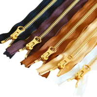 20pcs/lot Luxury 5# 20cm To 50cm YKK Metal Zipper Everbright Gold Copper Close End Leather Handbag Boots Craft Sewing Accessory